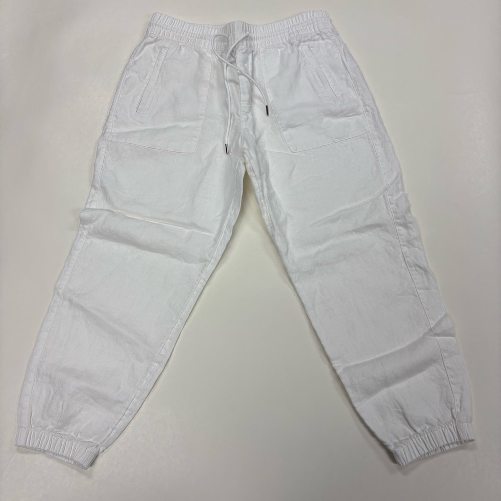 Athleta White Linen Pants cinched leg